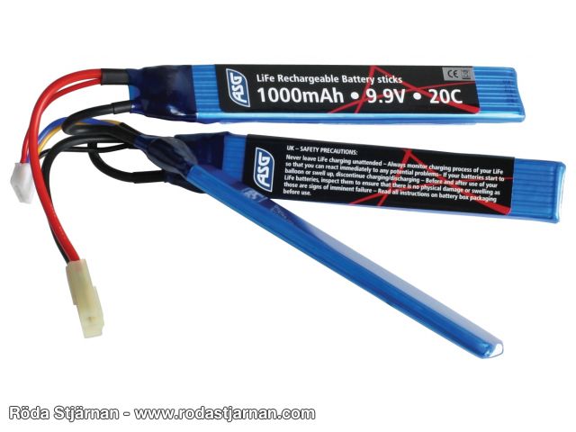 ASG 9.9V 1000mAh 20C LiFe Tredelat