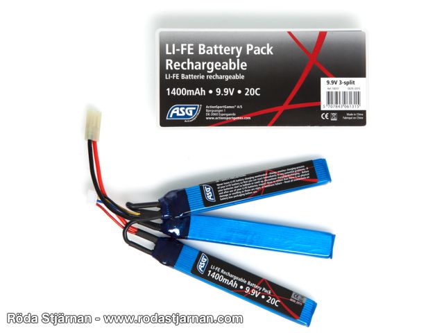 ASG 9,9V 1400mAh 20C Life Trippel batterier og kontakter