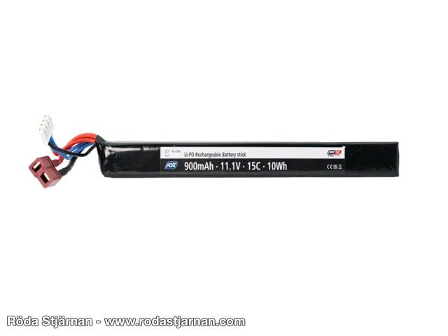ASG Strike LiPo 11,1V 900 mAh 15C stick dean batterier och kontakter
