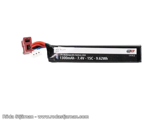 ASG Strike LiPo 7,4V 1300 mAh 15C stick deans batterier och kontakter