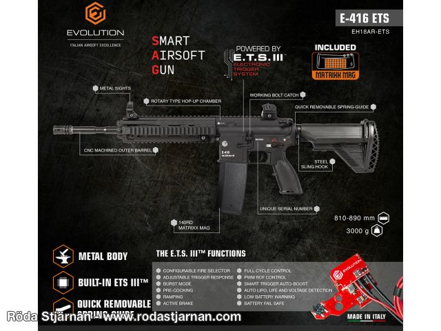 AIRSOFT E-416 CQB ETS EVOLUTION Carbontech EC44AR