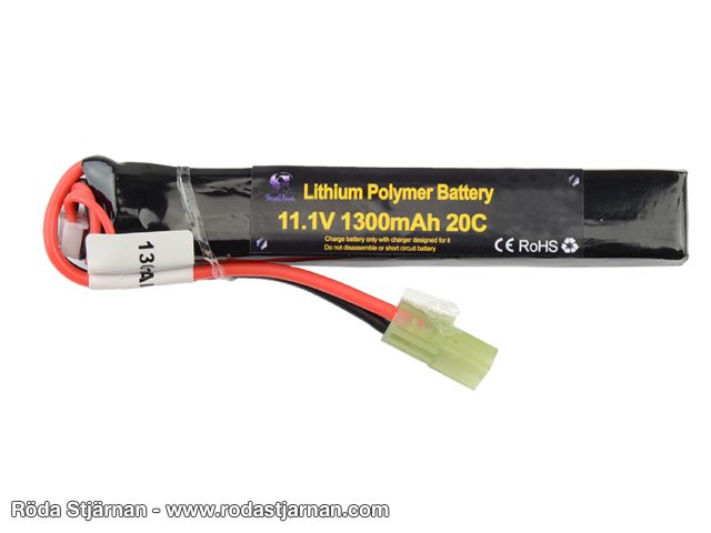 SP LiPo 11,1V 1300 mAh 20/40C stangbufferrør batterier og kontakter