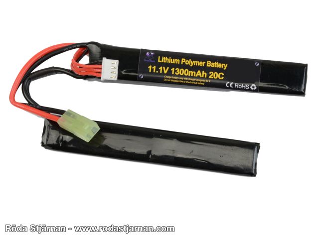 SP LiPo 11,1V 1300mAh 20C todelt Nun Chuck batterier og kontakter