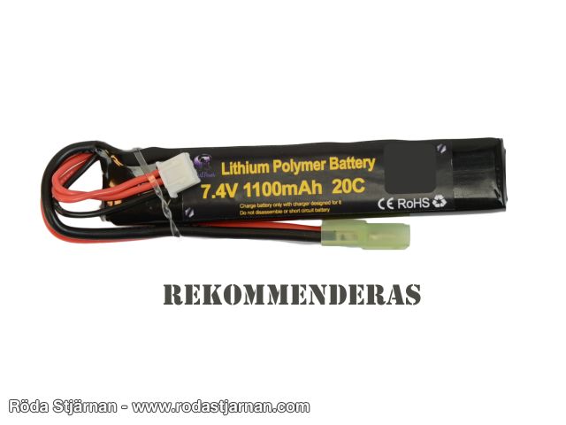 SP LiPo 7,4V 1100 mAh 20/40C Bufferrør batterier og kontakter