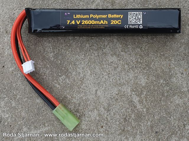 SP LiPo 7,4V 2600mAh 20C Rod batterier og kontakter