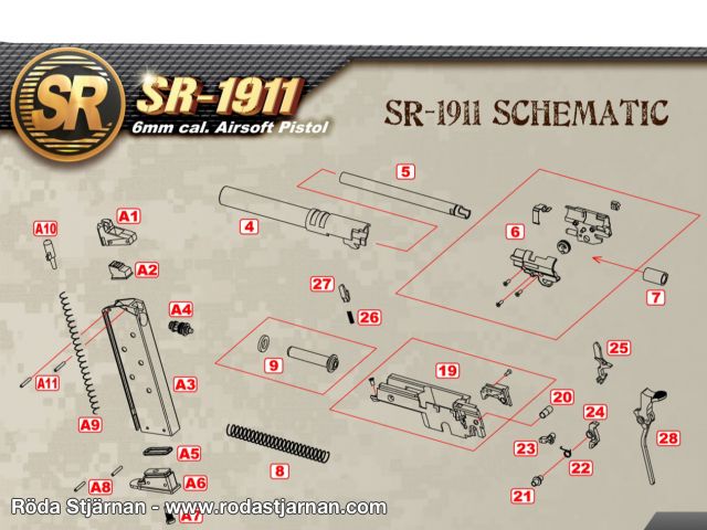 Spare parts SRC 1911 GBB internal parts