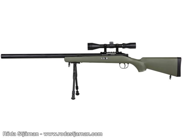 Specna Arms SA-S12 VSR Grønn med sikte og bipod airsoft rifle