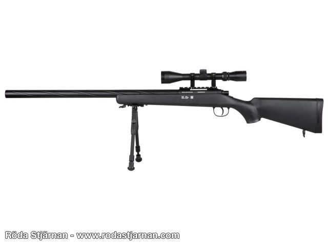 Specna Arms SA-S12 VSR Sort med sikte og bipod airsoft rifle