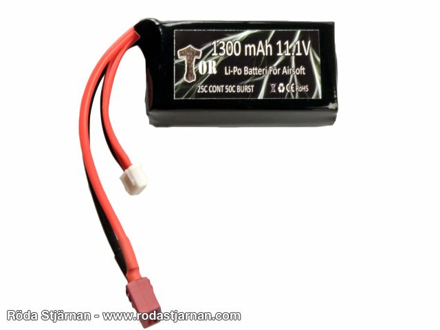 TOR LiPo 11.1V 1300mAh 25/50C PEQ Dean