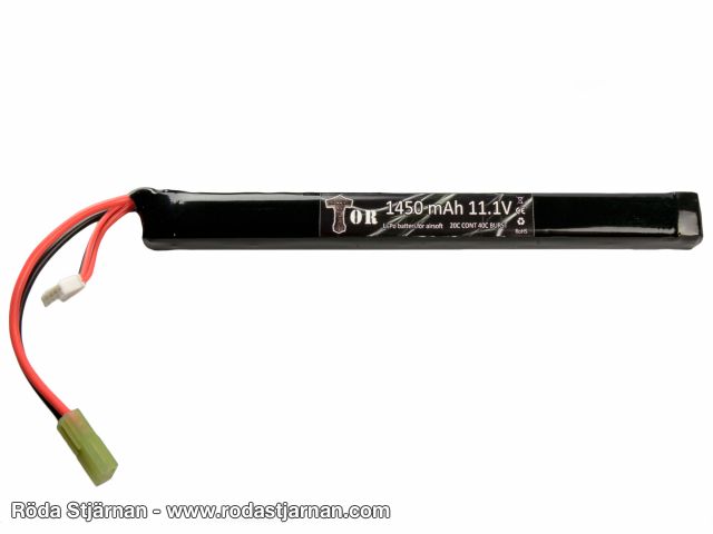 TOR LiPo 11.1V 1450 mAh 20/40C AK Stick Type batterier och kontakter