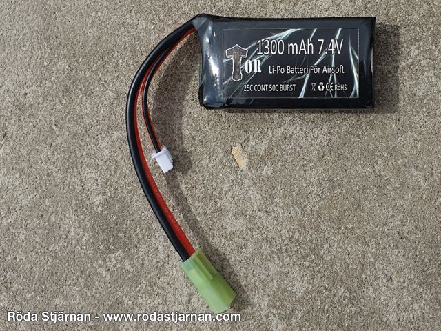 TOR LiPo 7.4V 1300mAh 25/50C PEQ batterier och kontakter