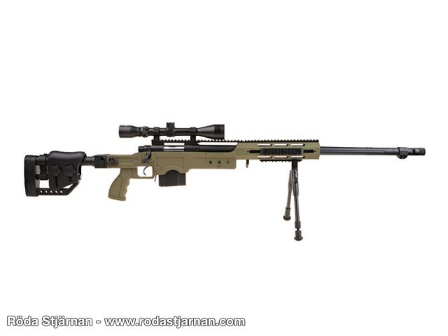 WELL MB4411D OD med bipod og kikkert airsoft rifle