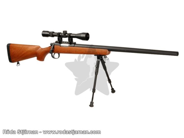 WELL VSR MB-03 Kit med Sight Bipod Wood airsoft rifle