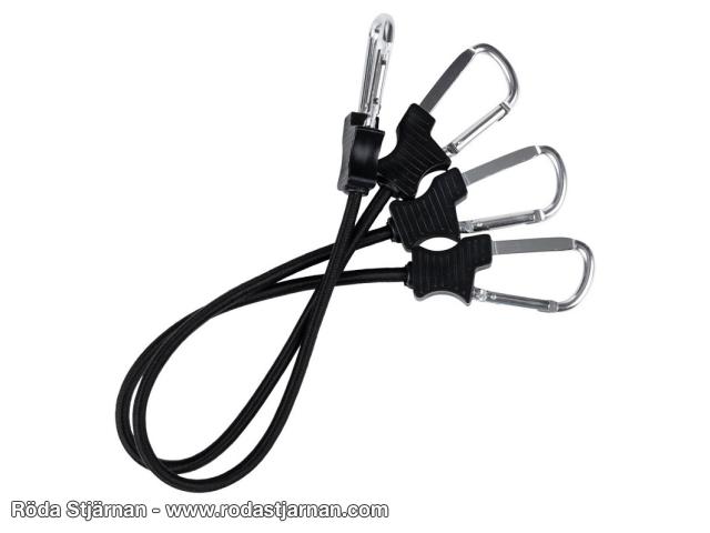 Elastiske festestropper med karabinkroker 60 cm 2-pack svart tilbehør
