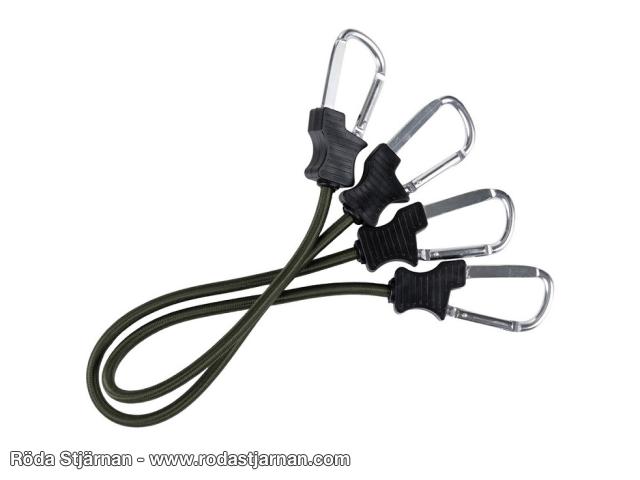 Elastiske strammestropper med karabinkroker 60 cm 2-pack grønn tilbehør