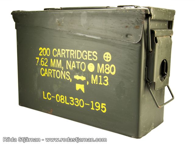 Amerikansk ammunitionslåda 7.62mm ammunitionslådor