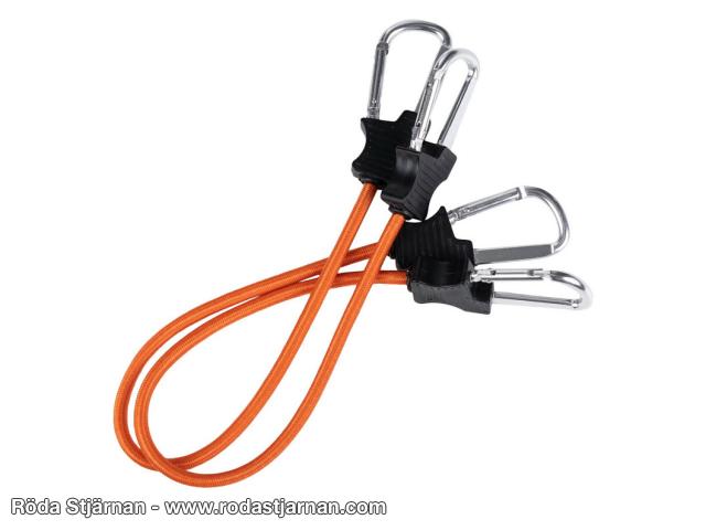 Elastiska spännremmar med karbinkrokar 60 cm 2-pack orange tillbehör