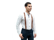 BeaverCraft Leather Suspender with Four Clips