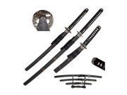 Snake Eye Katana-sett 3-deler – Dragemotiv & svartlakkerte slirer