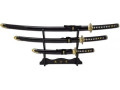 Snake Eye Katana-sett 3 deler – Svart & Gull sverd