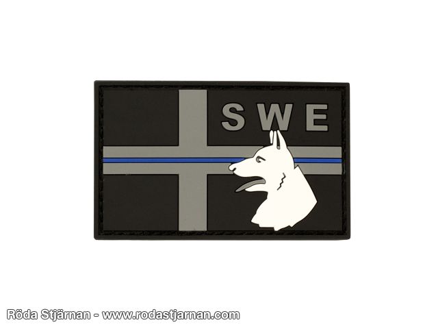 SWE PVC Flagga Thin blue line K9 Black Ops patch