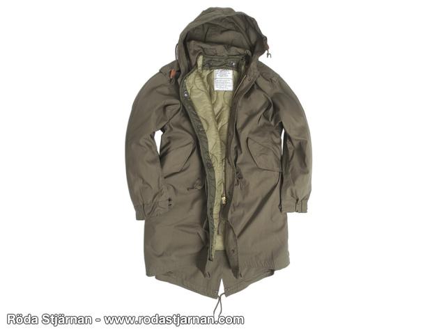 US M51 Fishtail Parka med huva grön jackor