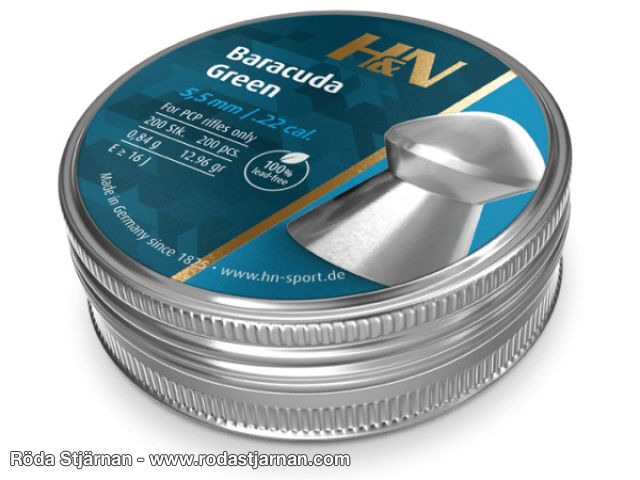 H&N Baracuda Green 5.5mm 200st blyfri ammunition