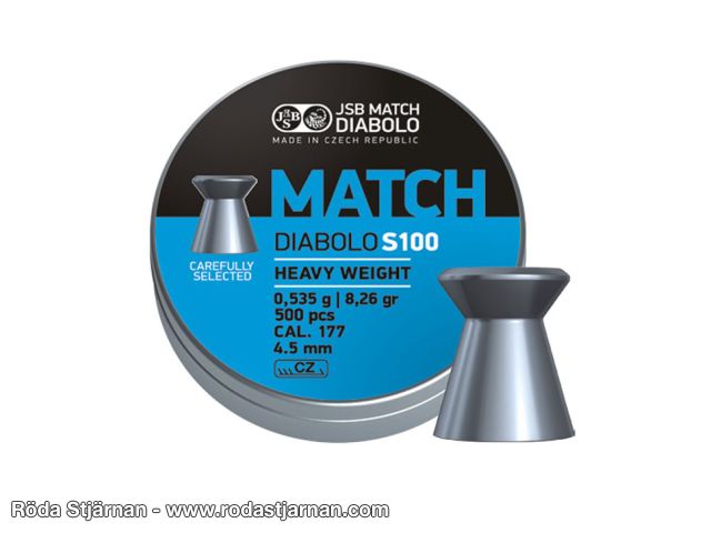 JSB Blue Match Diabolo S100 för luftgevär 4,50 mm – 0,535 g ammunition