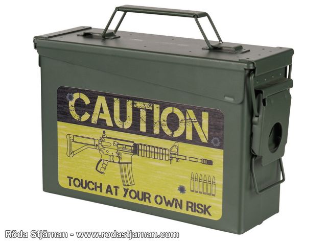 Ammunitionslåda metall Cal .30 Caution M4 ammunitionslådor