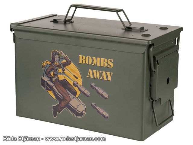 Ammunition box metal Cal .50 Bombs Away ammo box