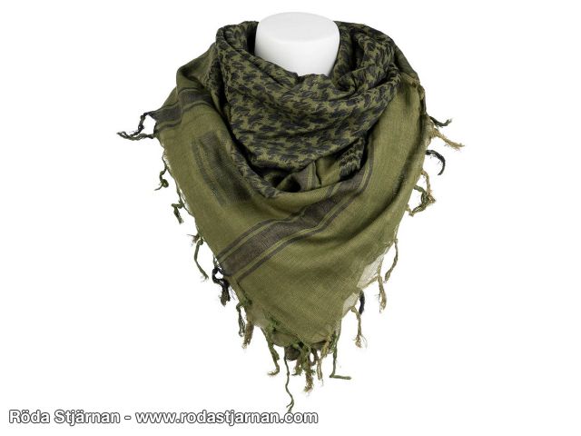 Palestinasjal grön och svart finvävd keffiyeh i bomull palestinasjal