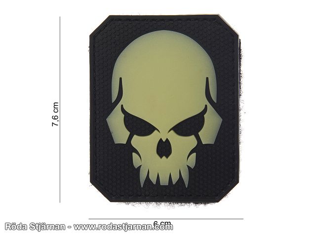 PVC kardborre Dödskalle Glow In The Dark patch