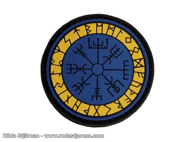 Runsköld Vegvisir Gul och Blå Patch Ver2