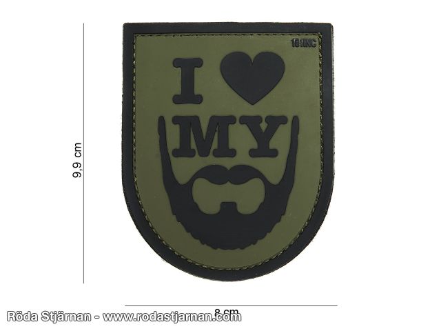 PVC 3D I Love My Beard Grön patch