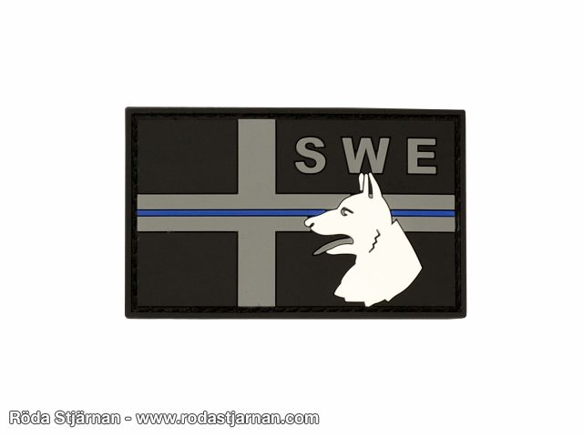 SWE PVC Flagga Thin blue line K9 Black Ops