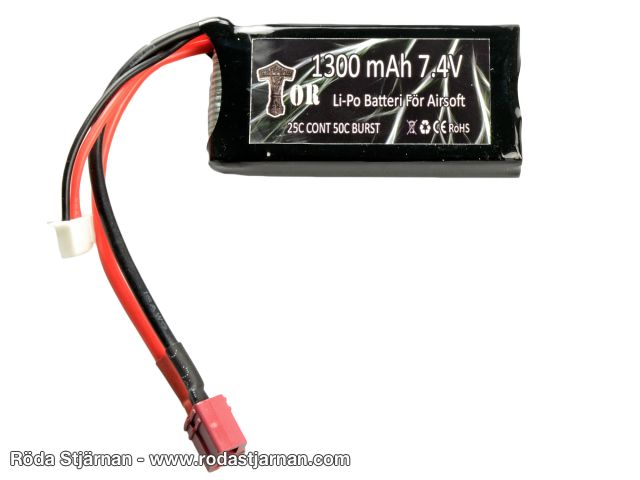 TOR LiPo 7.4V 1300mAh 25/50C PEQ Dean