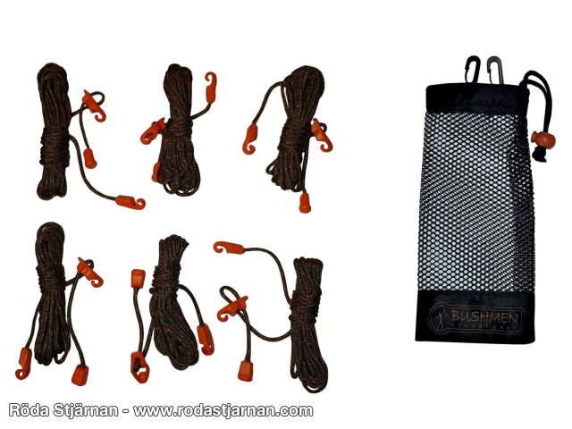 Bushmen Ultralight Spännlinor svart 6-pack hammock och hängmatta