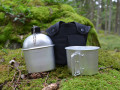 US vattenflaska aluminium med canteen cup Svart