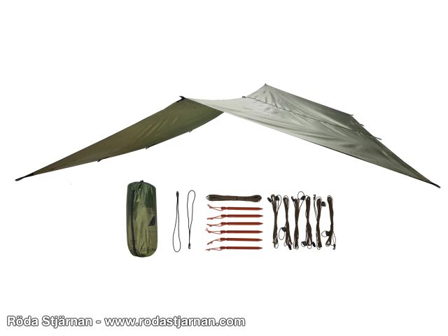 Bushmen EASY Tarp 3×3m grønn tarps og vindbeskyttelse