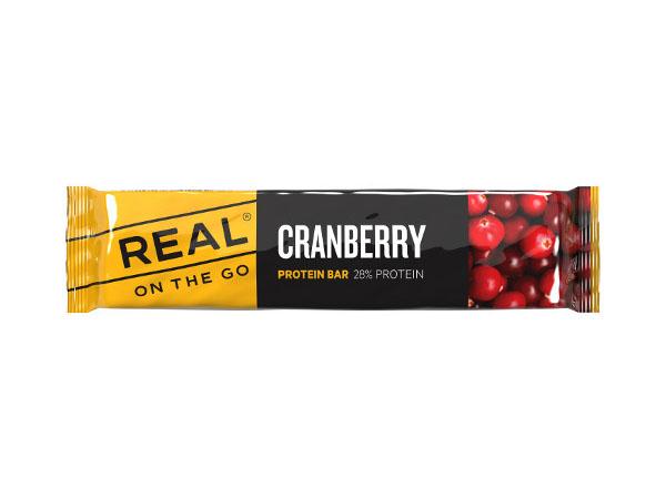 Product Image for REAL On The Go tranebær proteinbar 40 g