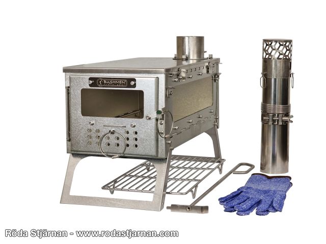 Bushmen FASTFOLD L2W – Collapsible tent stove with two windows tent stoves