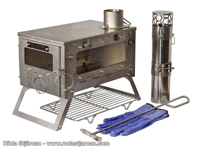 Bushmen Fastfold S2W titanium tent stove with two windows tent stoves