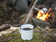 Enamel mug 300 ml white and blue