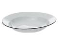 Enamel plate 24 cm white/blue plates and cutlery