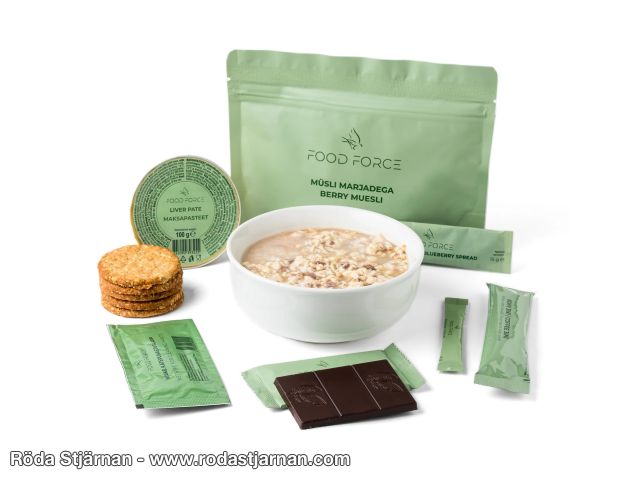 Food Force breakfast package with berry muesli 1314 kcal meals and snacks