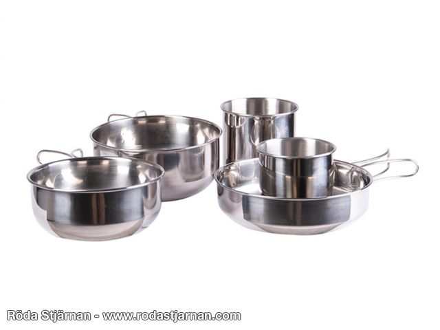 Mil-Tec Pot Set Five Pieces Stainless pots and pans