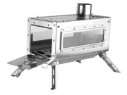 Stainless Portable Tent Stove with glass panes
