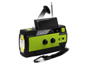 Crank radio with solar cell and sensor controlled lamp