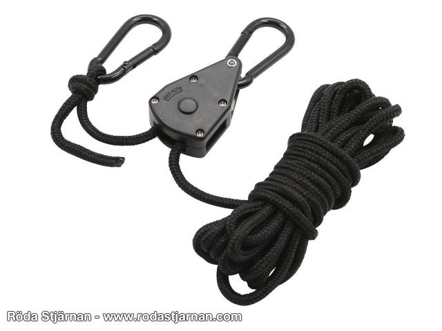 Fosco tensioning strap with carabiners 4 m 4 mm black rope and paracord