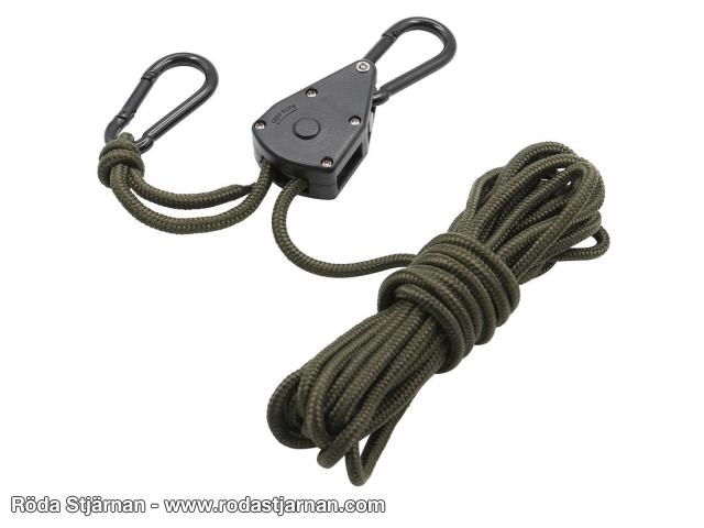 Fosco tauestrammer med karabinkroker 4 m 4 mm grønn tau og paracord